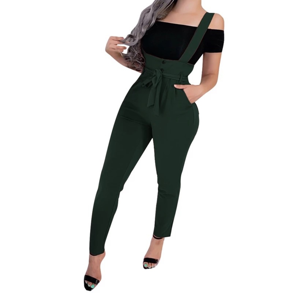 Women's Casual High Waist Pants Suspender Overalls
